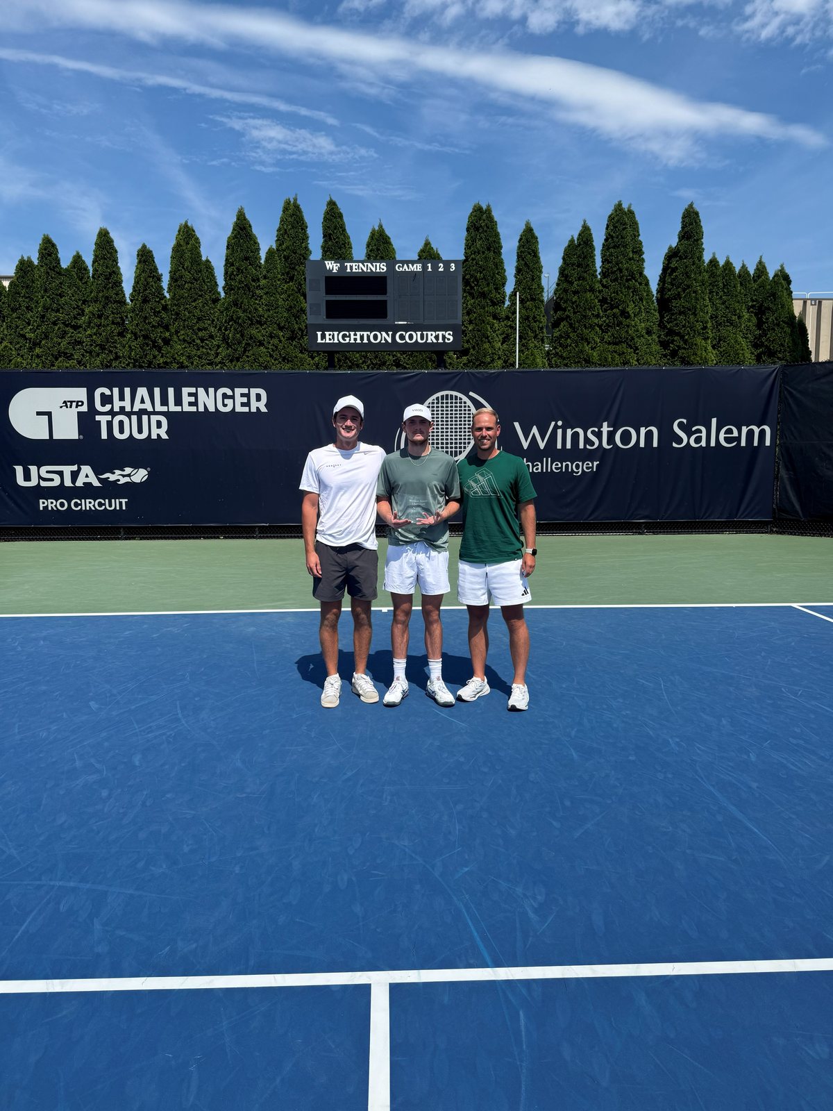 Celebrating a Challenger title on court
